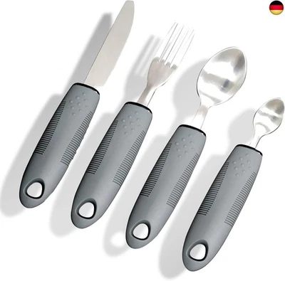 Yuflen 4 Teiliges Easy Grip Besteck Set Besteck mit Dickem Griff Behinderten - Bild 1 von 4