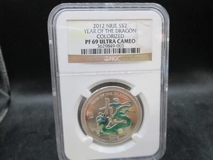 2012 Niue Year of the Dragon Colorized .999 Fine Silver 1/2oz. NGC PF 69 Ultra C - Picture 1 of 4