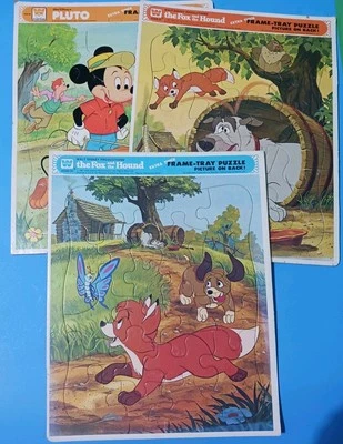 Lote de 3 quebra-cabeças vintage Whitman Lady & The Tramp And Pluto - Imagem 1 de 4