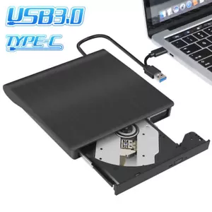 Externes DVD CD RW Drive USB 3.0 Burner Type C for PC Laptop Mac OS, Windows 11 - Picture 1 of 18