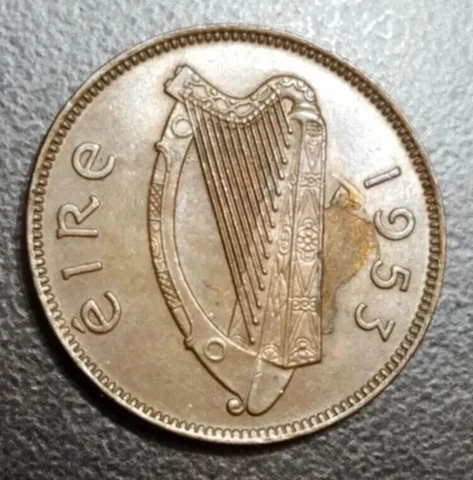 1953 IRELAND 1/2 PENNY DETAILS KM 10 SOW & PIGLETS VINTAGE IRISH COPPER COIN Cover