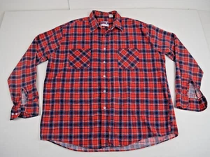 Vintage Plaid Flannel Shirt American Edition Size XL 70s 80s Red Blue Made USA - Picture 1 of 10