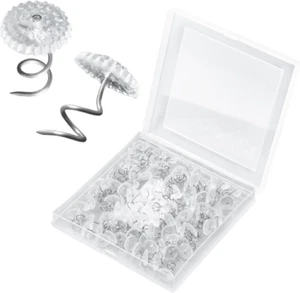 100 Upholstery Pins Bed Skirt Fabric Screws Twist Holders Headliner Tacks Clear - Picture 1 of 7