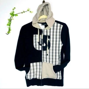 Burton Black White Tan Houndstooth Hood Sweatshirt - Picture 1 of 7