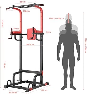 Freistehend Klimmzugstange, Kraftturm 200Kg Power Tower mit Dip Station Pull Up - Bild 1 von 8