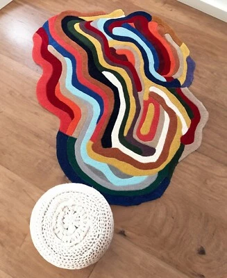 Multicolor Irregular Shape Melting Hand Tufted Area Rug Carpet - Image 1 of 4