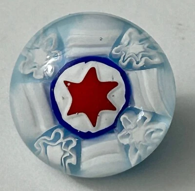 John Gooderham Star Paperweight Red, White & Blue Glass Button #2406 - Image 1 of 4