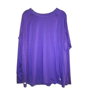 Danskin Now Fitted Shirt Gr. 2XL Langarm Daumenlöcher Lila Basic Tee - Bild 1 von 3