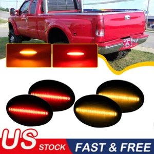 4PCS LED Dually Bed Fender Side Marker Lights Amber/Red For 99-10 Ford F350 F450 - Picture 1 of 19