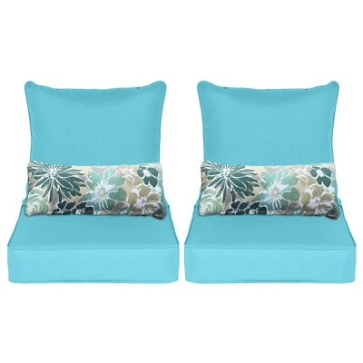 24''x24''x5'' Patio Deep Chair Cushion Set with 2 Pillows Seat Cushions Set of 2 - Image 1 of 2