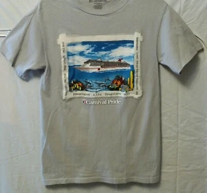 EUC Carnival Cruise Lines ~ CARNIVAL PRIDE ~ Ship Specs Gray T-Shirt SMALL - Picture 1 of 4