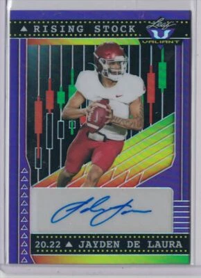 2022 Leaf Valiant Autograph Jayden De Laura Rising Stock Purple #6/15 Washington - Image 1 of 2