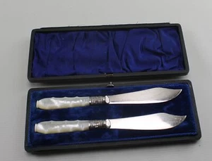 Vintage 1880's Sterling Silver and Mother of Pearl Knife Set FNMS - Picture 1 of 3