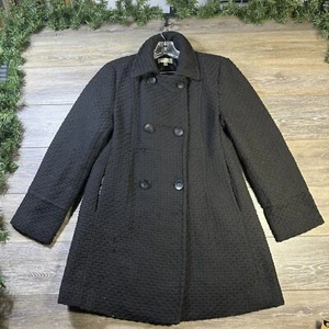 Monroe And Main Coat Size Medium Pea Coat Black Wool Jacket Mid Length Pockets - Picture 1 of 16