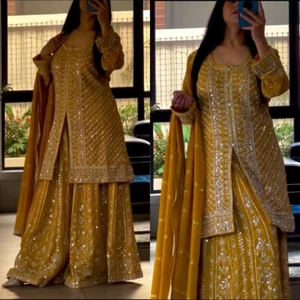 SALWAR KAMEEZ PAKISTANI INDIAN WEDDING PARTY WEAR DRESS BOLLYWOOD SUIT SHARARA - Picture 1 of 8