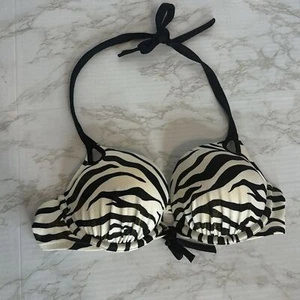 Victoria’s Secret Bombshell Push-up Estampado Cebra Traje De Baño Bikini Top Talla 34A - Imagen 1 de 7