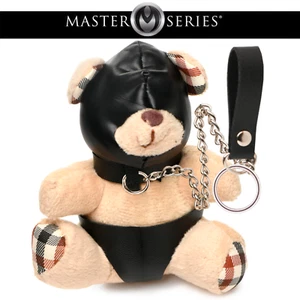 Orso Portachiavi con Cappuccio in Pelle BDSM Master Series Hooded Teddy Bear - Foto 1 di 10