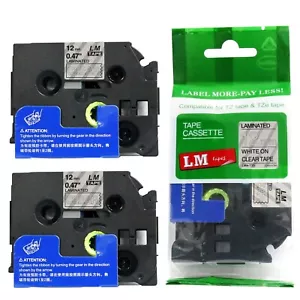 Paquete de 2 cintas transparentes blancas de 12 mm para fabricante de etiquetas P-touch modelo PT1400, PT-1400 - Imagen 1 de 1