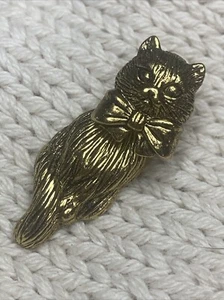 Avon Vintage Cat 1 Earring Replacement Moveable Gold Tone 3D Kitten Bow Pierced - Picture 1 of 8