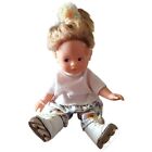 Vintage Corolle Sa Poupee Ice Skating Toddler Doll 8" Floral Pant Blue Eyes