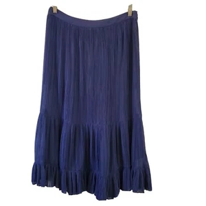 Reiss Skirt Womens 8 Navy Blue Midi Pleated Fredalina Flowy Boho Bohemian - Picture 1 of 10