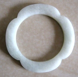 ANTIQUE JADE CARVED BRACELET / BANGLE UNUSUAL OUTER SHAPE - Picture 1 of 5