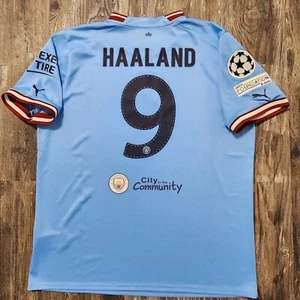 2023 Puma Manchester City Home Soccer Jersey Erling Haaland Men XL UCL Final EPL - Picture 1 of 10