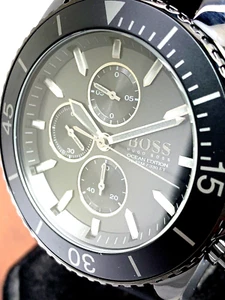 Hugo Boss Reloj Hombre 1513699 Cuarzo Cronógrafo Esfera Negra Banda Goma 46mm - Imagen 1 de 12