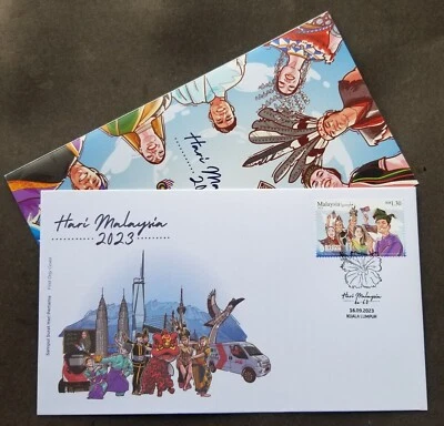 [SJ] Malaysia Day 2023 Sabah Sarawak Flag Traditional Costumes Unity Lion (FDC) - Image 1 of 4