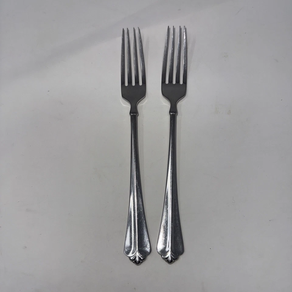 2 Oneida Cube Julliard Dinner Forks Stainless Steel Flatware Silverware 8 Inch - Image 1 of 4