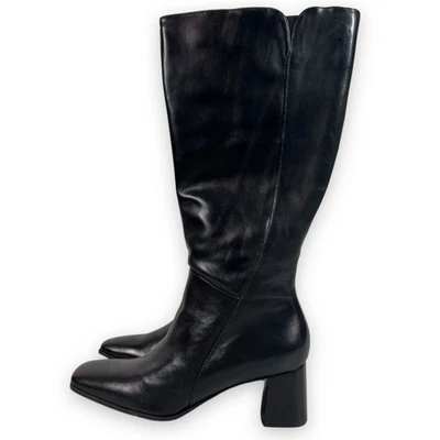 Naturalizer Vander Boots 7.5M Black Block Heel Plus Shaft Leather Knee High  NEW - Image 1 of 4