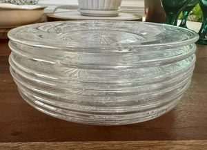 8 piatti da dessert insalata vetro 6,25” Atomic Starburst vintage anni 60 MCM - Foto 1 di 5