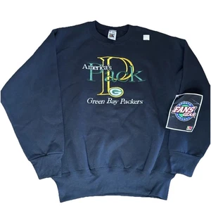 Vintage NOS NWT 90s Green Bay Packers Sweatshirt America's Pack FOTL Medium - Picture 1 of 9