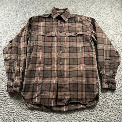 L.L.Bean Chamois Cloth Shirt Mens XS Brown Green Plaid Long Sleeve Button-Up - Image 1 of 4