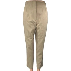 Zara Women's Beige Tan High Waisted Pleated Straight Trouser Dress Pants Size M - Picture 1 of 5