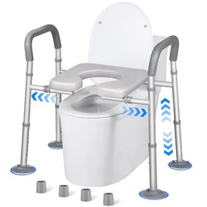 Takuyada Width & Height Adjustable Raised Toilet Seat with Handles for Elderl... - Picture 1 of 6