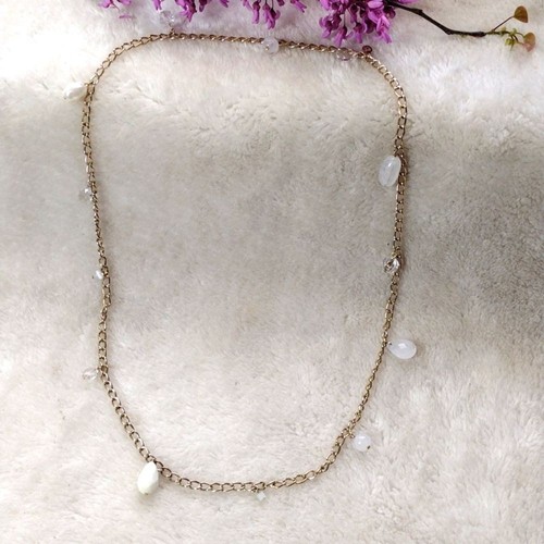 VETEMENTS Collana Vintage Cookie Lee Designer Perline Vetro Finta Perla Oro e Bianco