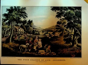 Currier & Ives Calendar Topper 1949 The Four Seasons of Life Childhood - Picture 1 of 1