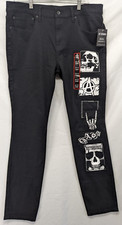Hot Topic Mens HT Denim Stinger Black Punk Icons Stinger Jeans Brand New