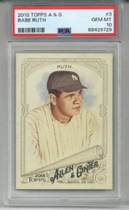 2018 TOPPS ALLEN & GINTER #3 BABE RUTH CARD NEW YORK YANKEES PSA 10 LOW POP RARE - Picture 1 of 2