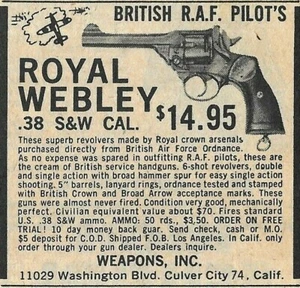 Vintage Print Reklame RAF Pilots Royal Webley California Company Price 1959 - Bild 1 von 3