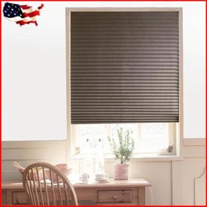 Self-Adhesive Window Curtain Balcony Kitchen Half Blackout Pleated Blinds Coffee - Picture 1 of 17