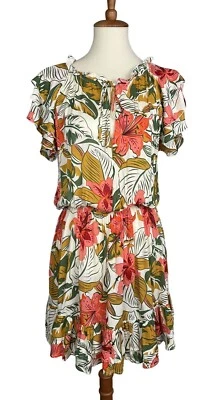 Mini Vestido Cleobella Ulani Talla L Floral Cuello Peekaboo Tropical NUEVO CON ETIQUETAS DEFECTOS Foto 1 de 4