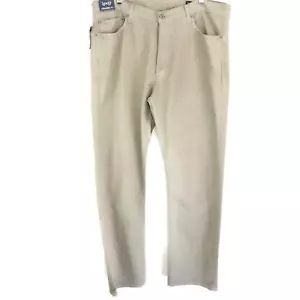 Cremieux Mens 38 Narrow Straight Fit Jeans Beige 5 Pocket 100% Cotton 33x30 - Picture 1 of 12