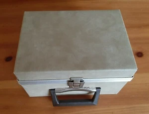 Vintage Early 1970's Vinyl Cassette Tape 12 Count Case / Holder ~ Gray / Taupe - Picture 1 of 5