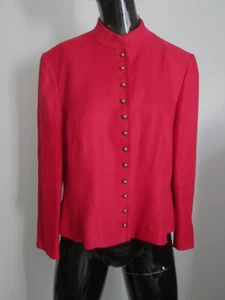 Giacca blazer LAUREN Ralph Lauren taglia 12 rosso intenso ricco foderato 100% lino - Foto 1 di 7