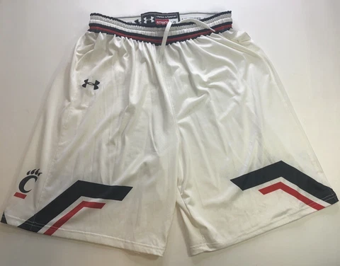Under Armour Shorts Mens Large 16 White Red Cincinnati Bearcats Basketball Logo Cover
