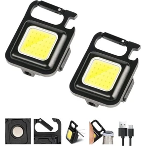 2PACK Mini USB Rechargeable LED Flashlight COB Work Lamp Torch Keychain Light - Picture 1 of 4