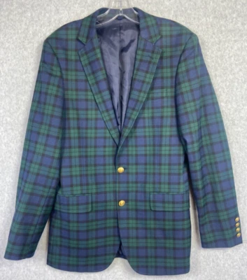 JCrew Blazer Mens 36R Blue Plaid Thompson University Jacket Preppy Sport Coat - Image 1 of 4