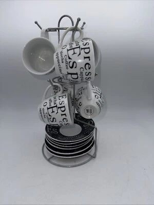 Gibson Home Espresso Coffee Set: 13 Piece Set (6 Cups, 6 Saucers + Stand) - Image 1 of 4